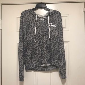 VS PINK Cozy Lace Up Leopard Pullover - Medium